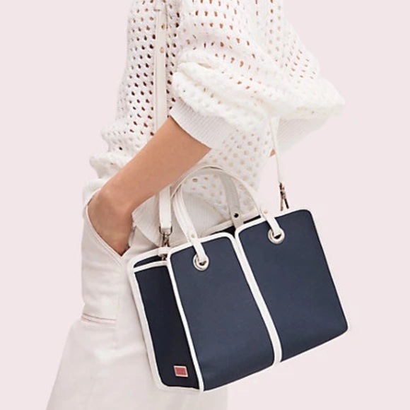 NWT❣️Kate Spade Sam Canvas Plunge Medium Satchel - Picture 2 of 5